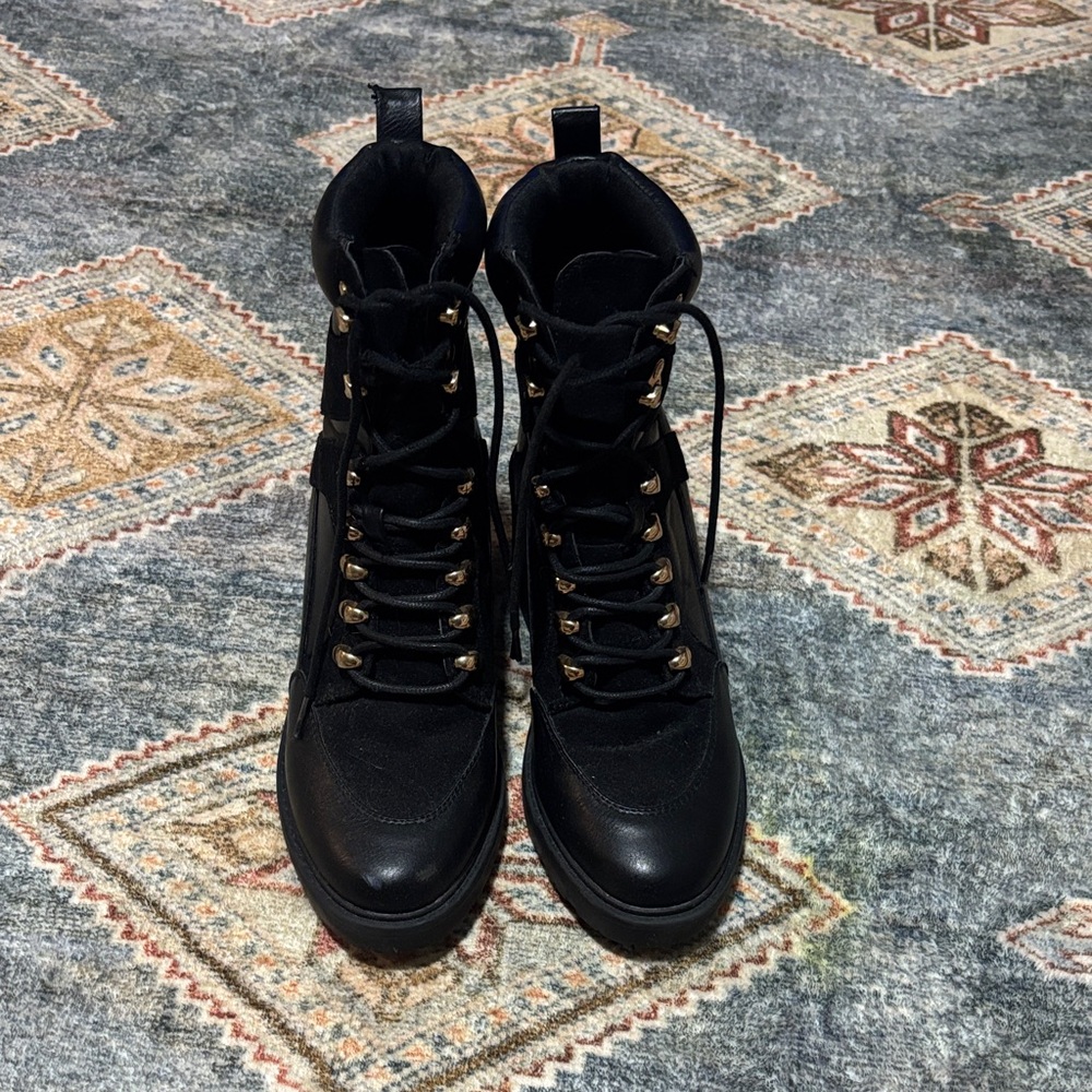 JustFab Black Lace-Up Hiker Boots